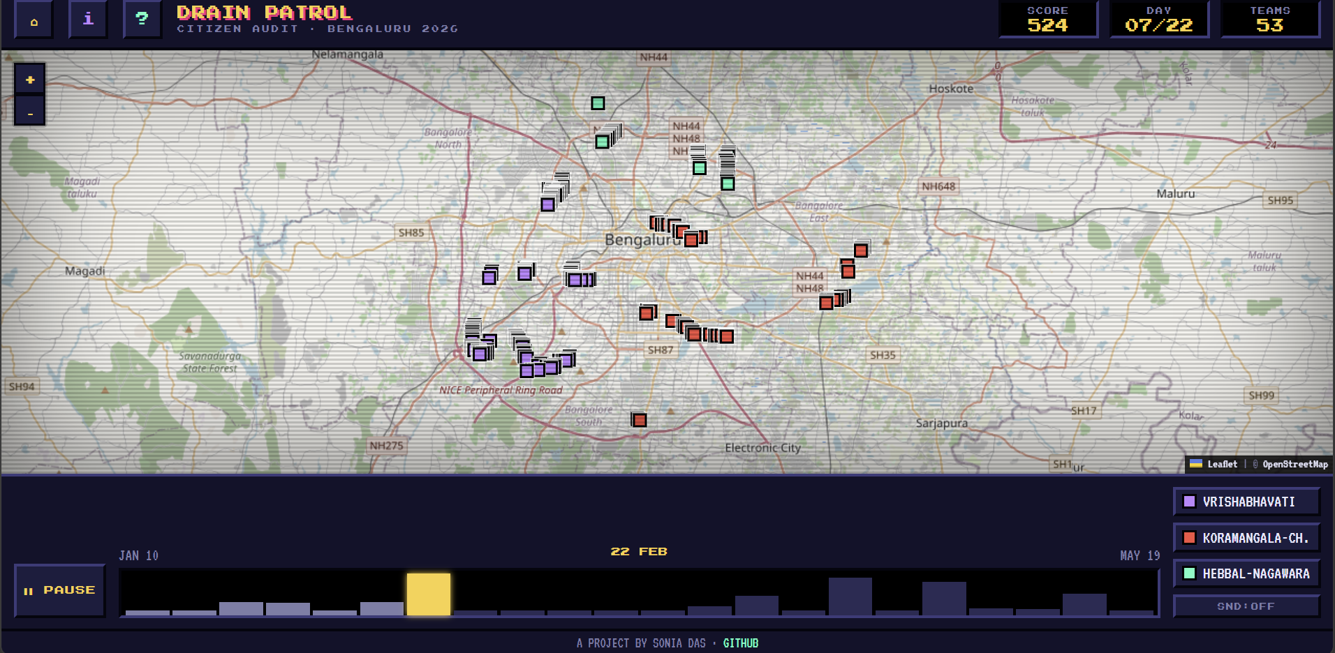 Drain Patrol map visualisation of stormwater drain audits in Bengaluru